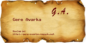Gere Avarka névjegykártya